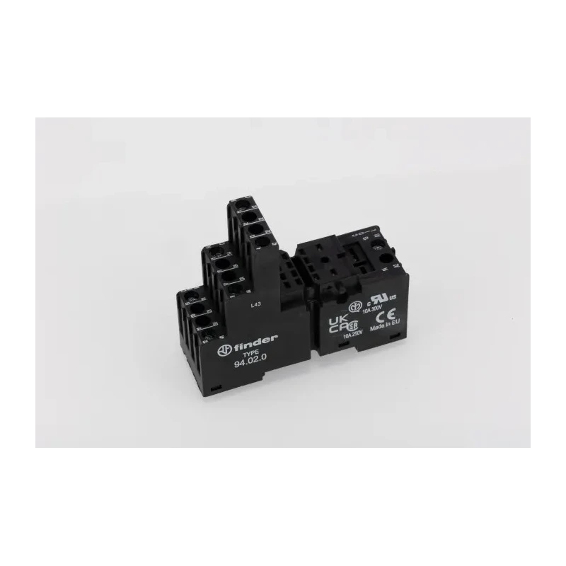 Finder 8 Way 250V DIN Rail Relay Socket with Screw Termination for 55.32 Relay 94.020SMA