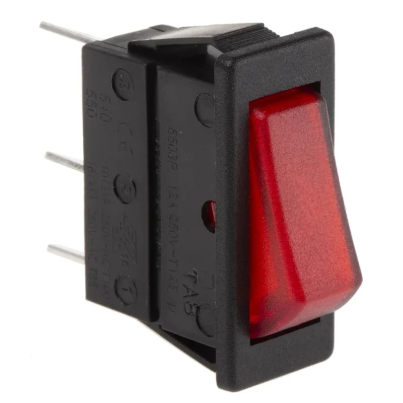 Arcolectric (Bulgin) Ltd Illuminated SPST On-Off Rocker Switch Panel Aluminium Housing Red Actuator 16A Contact C5503ALNAB