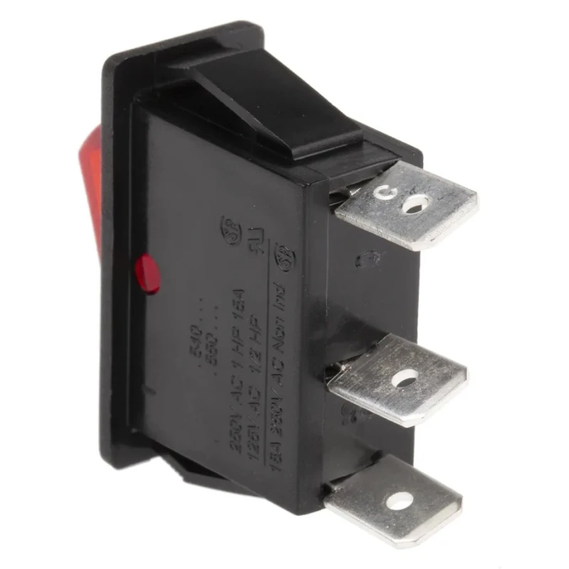 Arcolectric (Bulgin) Ltd Illuminated SPST On-Off Rocker Switch Panel Aluminium Housing Red Actuator 16A Contact C5503ALNAB