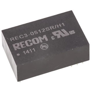 Recom DC/DC Converter Regulated Isolated 12V DC Output 250mA 3W PDIP24 Through Hole REC3