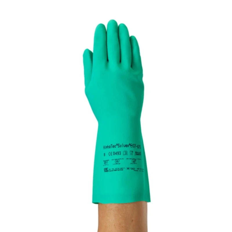 Ansell AlphaTec Solvex 37-675 Green Acrylic Gloves, Size 10, Nitrile Coating 37675100