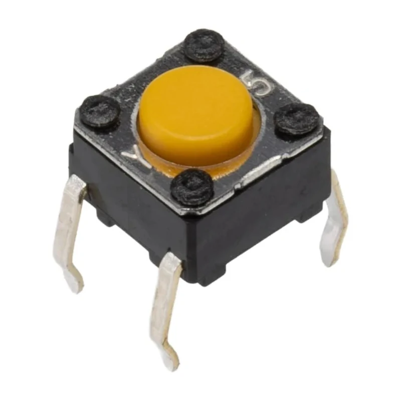 TE Connectivity IP00 Yellow Tactile Switch Plunger 0.9 mm SPST 50mA 24 V dc Through Hole B3F-1002