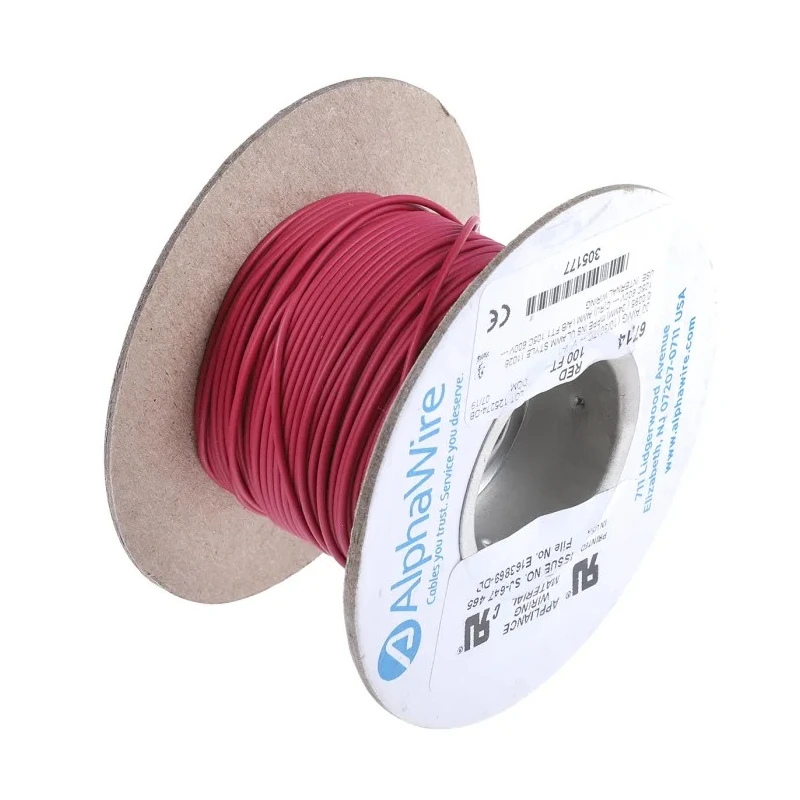 Alpha Wire Ecogen Ecowire Series Red 1.3 mm² 16 AWG Hook Up Wire, 26/0.25 mm Strands, 30 m, Modified 6716 RD005