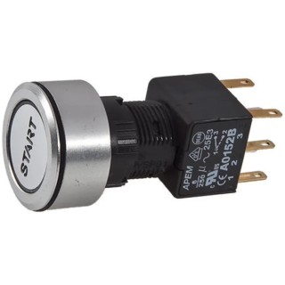 APEM A1 Series Illuminated Push Button Switch Momentary Panel Mount DPDT 16 mm Cutout Blue LED IP65 A1PCA1Y203K403