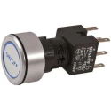 APEM Illuminated Push Button Switch, Latching, Panel Mount, 16 mm Cutout, DPDT, Blue LED, IP65, 220 V AC A1PCA1X236J403