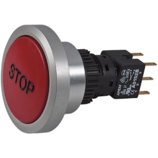 APEM A9 Series Push Button Switch Momentary DPDT Panel Mount Mushroom Actuator Blue LED IP65 12 V dc A9PFB1Y2GSP5