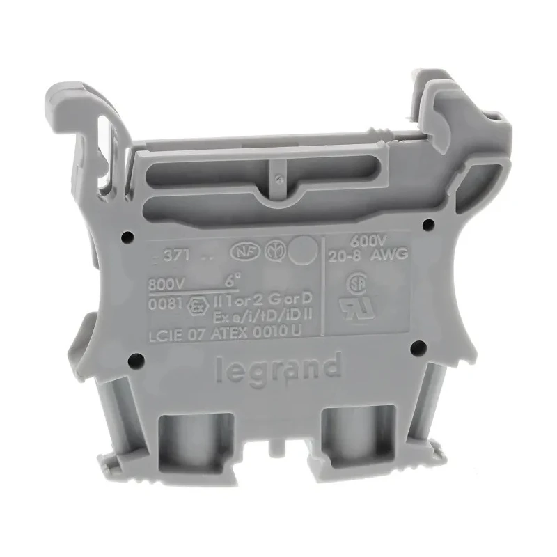 Legrand 371 Series DIN Rail Terminal Block Grey, 6mm², 1-Level, Screw, 800V, 50A, Model 0 371 62