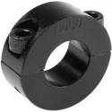 Huco Steel Two Piece Shaft Collar with Clamp Screw, 40mm OD, 15mm Width, Black Oxide Finish 046201020