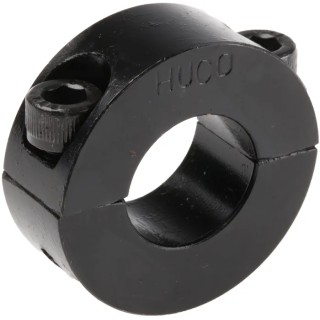 Huco Steel Two Piece Shaft Collar with Clamp Screw, 40mm OD, 15mm Width, Black Oxide Finish 046201020