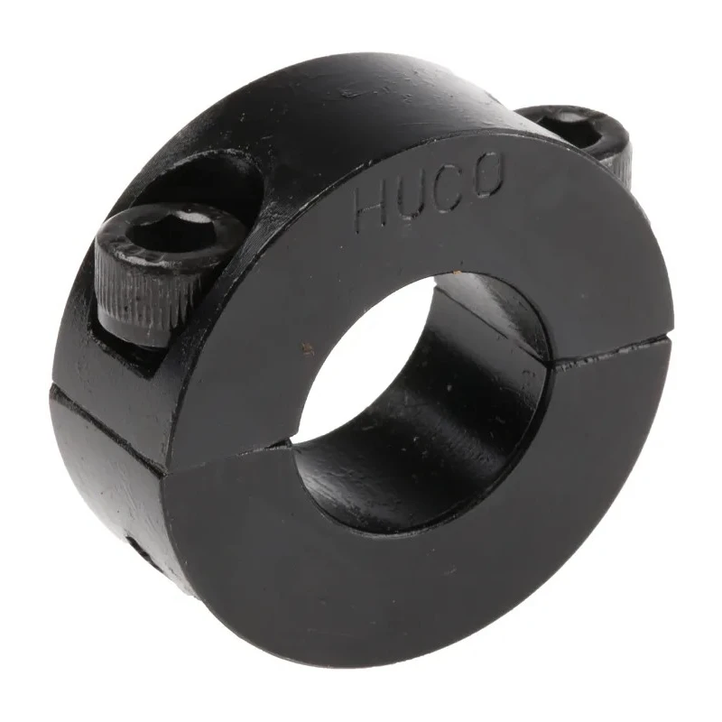 Huco Steel Two Piece Shaft Collar with Clamp Screw, 40mm OD, 15mm Width, Black Oxide Finish 046201020