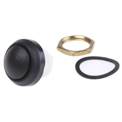 ITW Switches 48 Series Push Button Switch Panel Mount 14 mm Cutout Black SPST IP67 48-5-RB-N-BK-B