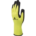 Delta Plus Black and Fluorescent Yellow Polyester Work Gloves Size 8, Latex Coating VV733