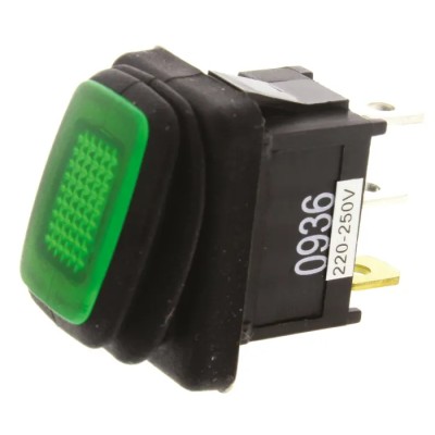 ZF Illuminated SPST On-Off Rocker Switch Panel Green Actuator Polyamide 66 Housing IP65 KRE2AEA2GBB