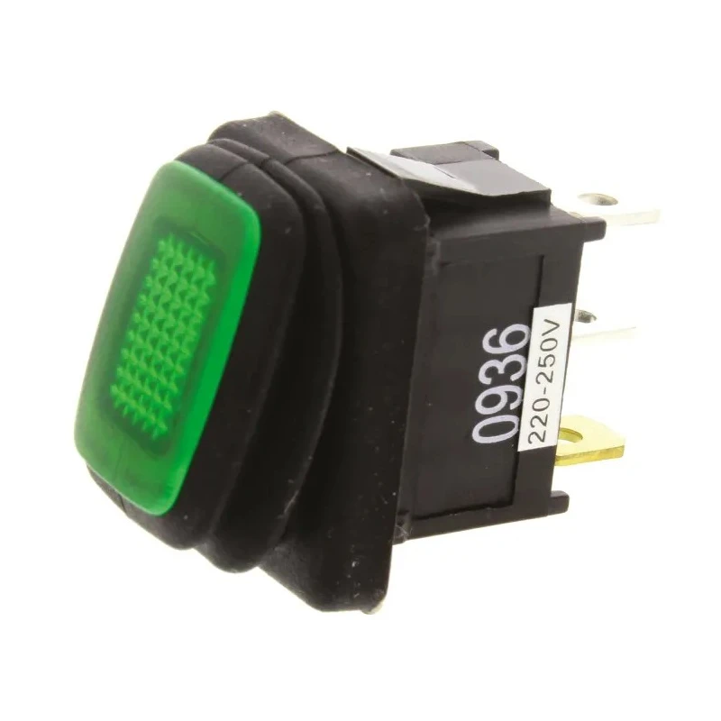 ZF Illuminated SPST On-Off Rocker Switch Panel Green Actuator Polyamide 66 Housing IP65 KRE2AEA2GBB