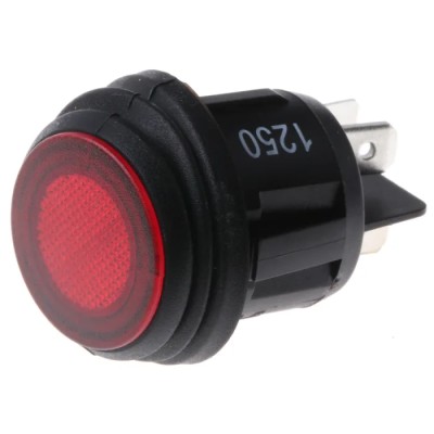 ZF Illuminated DPST On-Off On-Off Rocker Switch Panel, 16A, 28V DC, Red Actuator KDH3AEA2RBB