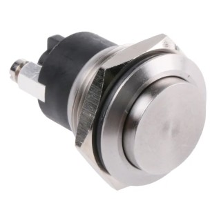 Bulgin MP0037 Series Push Button Switch Momentary Panel Mount Silver Actuator 19.2 mm Cutout SPST IP68 50 V AC/DC MP0037