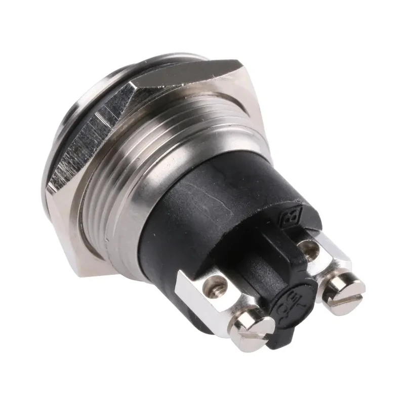Bulgin MP0037 Series Push Button Switch Momentary Panel Mount Silver Actuator 19.2 mm Cutout SPST IP68 50 V AC/DC MP0037