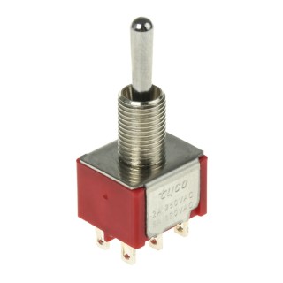 TE Connectivity Gemini A Series Panel Mount Toggle Switch, On-On-On, DP3T, Wire Lug Terminal, 28 V dc, 125 V ac 4-1825139-5