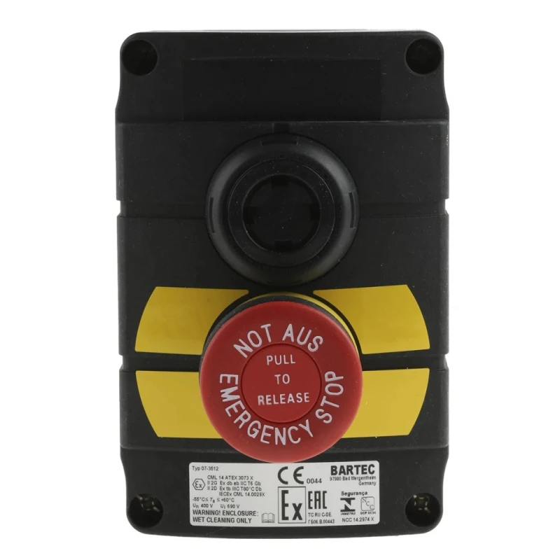 Bartec Control Station Switch SPDT Thermoplastic Enclosure IP66 IP67 22mm Cutout Diameter 07-3512-10P74N84