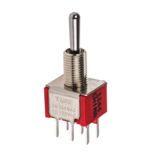 TE Connectivity Toggle Switch PCB Mount Momentary-Off-Momentary DPDT Through Hole Terminal 28 V dc 115 V ac 1-1825139-7