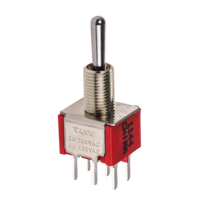 TE Connectivity Toggle Switch PCB Mount Momentary-Off-Momentary DPDT Through Hole Terminal 28 V dc 115 V ac 1-1825139-7