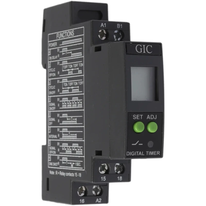 GIC 1CJ Series DIN Rail Timer Relay, 1-Contact SPDT, Multifunction, 240 V DC/AC, 0.1 s to 999 h V0DDTS