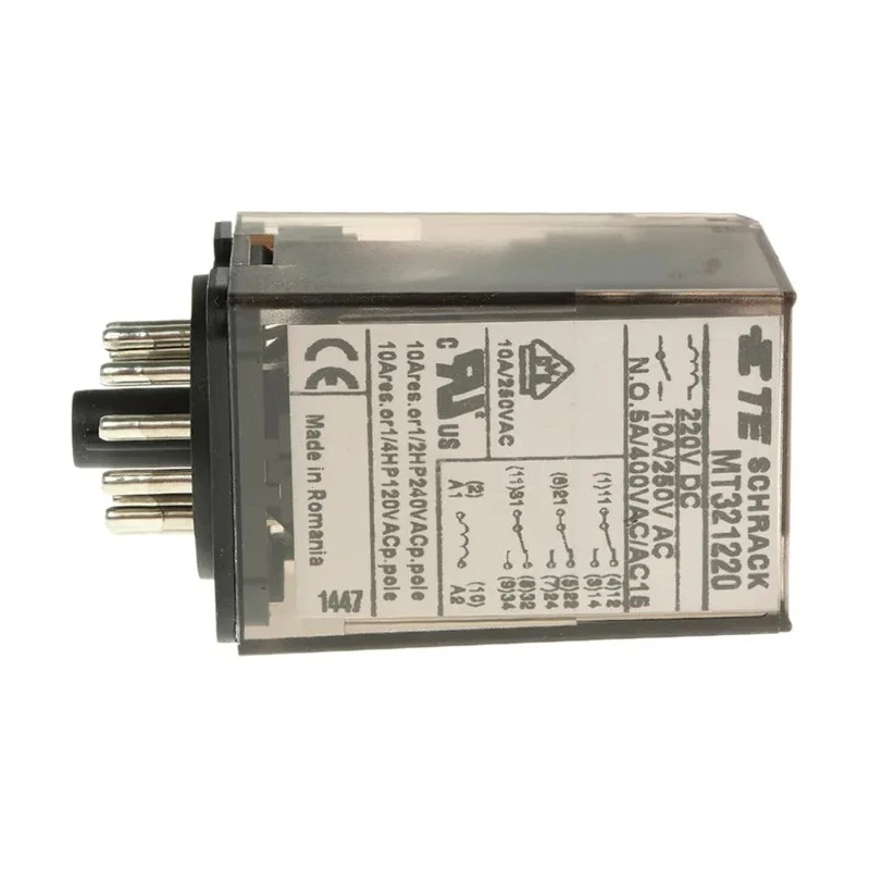 TE Connectivity Power Relay 220V DC Coil 10A Switching Current 3PDT MT321220 7-1393091-7