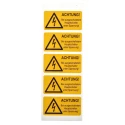 Idento Yellow Polyvinyl Chloride Safety Label ACHTUNG! Bei ausgeschaltetem Hauptschalter unter Spannung ESSW40052