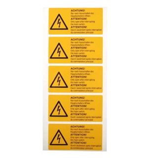 Idento Yellow Polyvinyl Chloride Safety Label ACHTUNG! Nur nach Ausschalten des Hauptschalter öffnen ESSW51105
