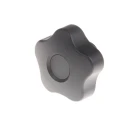 Elesa Black Polypropylene Multiple Lobes Clamping Knob with Brass Insert, Threaded Hole, 50 mm Diameter 69953