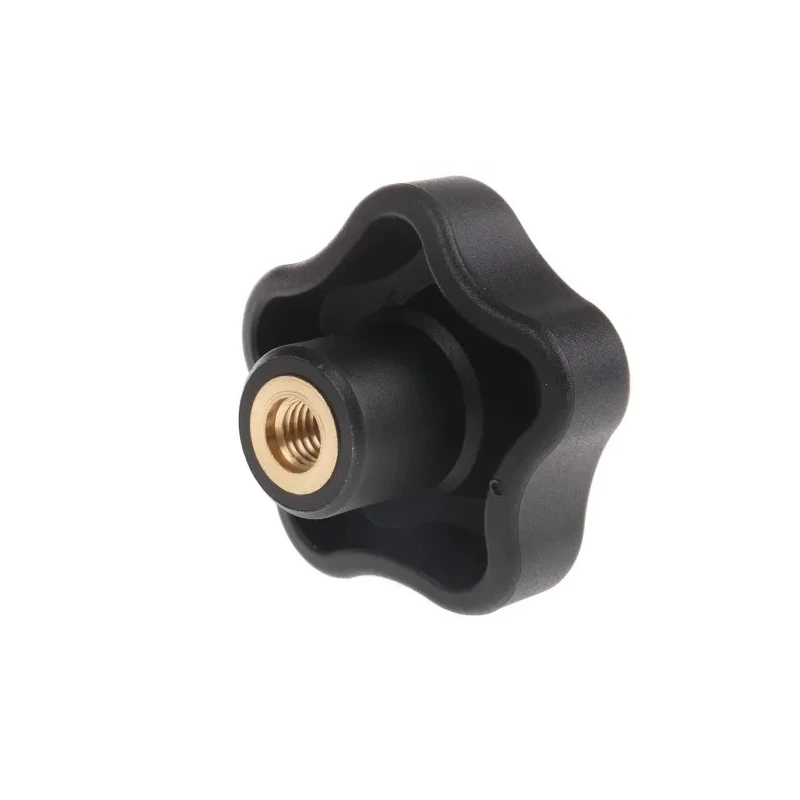 Elesa Black Polypropylene Multiple Lobes Clamping Knob with Brass Insert, Threaded Hole, 50 mm Diameter 69953