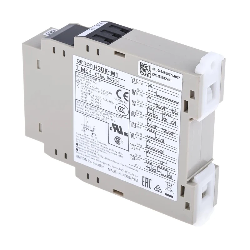 Omron DIN Rail Timer Relay Multifunction 1-Contact SPDT 12-240 V DC 24-240 V AC 0.1s-1200h H3DK