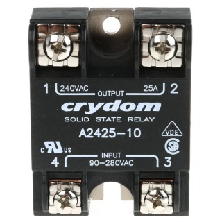 Crydom 1 240 VAC Series Solid State Relay 25A Load Panel Mount 280 Vrms Load 280V AC Control A2425-10