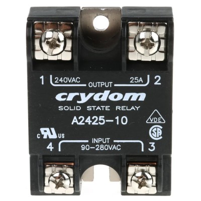 Crydom 1 240 VAC Series Solid State Relay 25A Load Panel Mount 280 Vrms Load 280V AC Control A2425-10