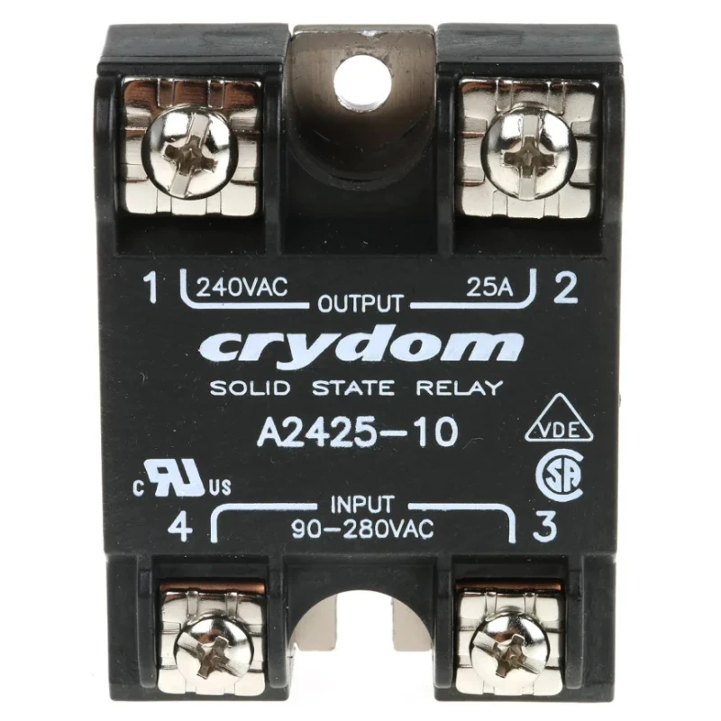Crydom 1 240 VAC Series Solid State Relay 25A Load Panel Mount 280 Vrms Load 280V AC Control A2425-10