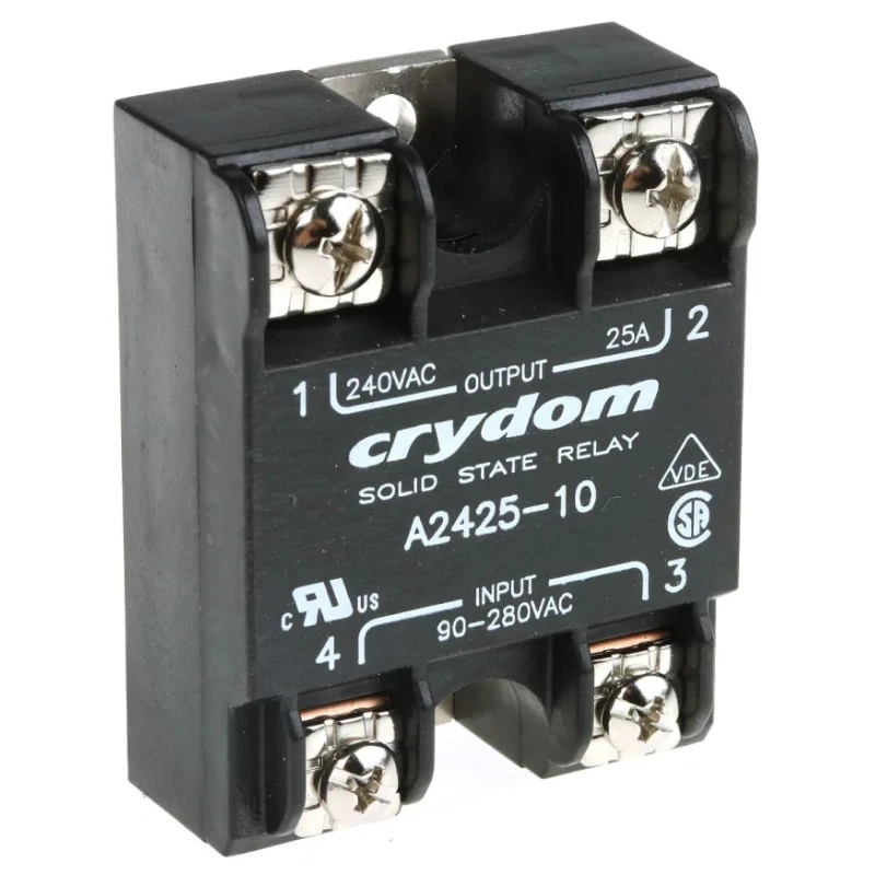 Crydom 1 240 VAC Series Solid State Relay 25A Load Panel Mount 280 Vrms Load 280V AC Control A2425-10