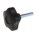Elesa Black Polypropylene Multiple Lobes Clamping Knob M10 Threaded Stud 63 mm Diameter 50mm Thread Length 70027