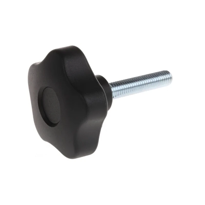 Elesa Black Polypropylene Multiple Lobes Clamping Knob M10 Threaded Stud 63 mm Diameter 50mm Thread Length 70027