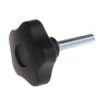 Elesa Black Polypropylene Multiple Lobes Clamping Knob M10 Threaded Stud 63 mm Diameter 50mm Thread Length 70027