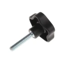 Elesa Black Polypropylene Multiple Lobes Clamping Knob M10 Threaded Stud 63 mm Diameter 50mm Thread Length 70027