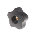 Elesa Black High Resilience Polypropylene Multiple Lobes Clamping Knob Threaded Through Hole 40 mm Diameter 69897
