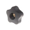 Elesa Black High Resilience Polypropylene Multiple Lobes Clamping Knob Threaded Through Hole 40 mm Diameter 69897
