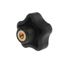 Elesa Black High Resilience Polypropylene Multiple Lobes Clamping Knob Threaded Through Hole 40 mm Diameter 69897
