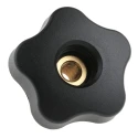 Elesa Black High Resilience Polypropylene Multiple Lobes Clamping Knob Threaded Through Hole 69956