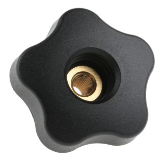 Elesa Black High Resilience Polypropylene Multiple Lobes Clamping Knob Threaded Through Hole 69956