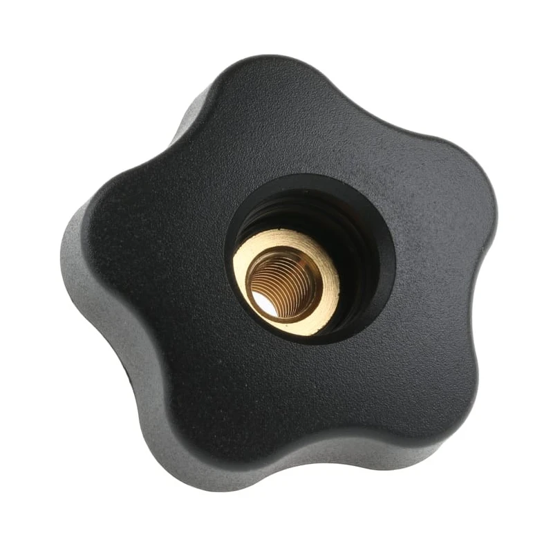 Elesa Black High Resilience Polypropylene Multiple Lobes Clamping Knob Threaded Through Hole 69956