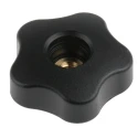 Elesa Black High Resilience Polypropylene Multiple Lobes Clamping Knob Threaded Through Hole 69956