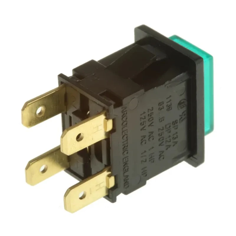Arcolectric (Bulgin) Ltd Illuminated Miniature Push Button Switch, Latching, Panel Mount, 12.9 mm Cutout, DPDT H8353ABNABB
