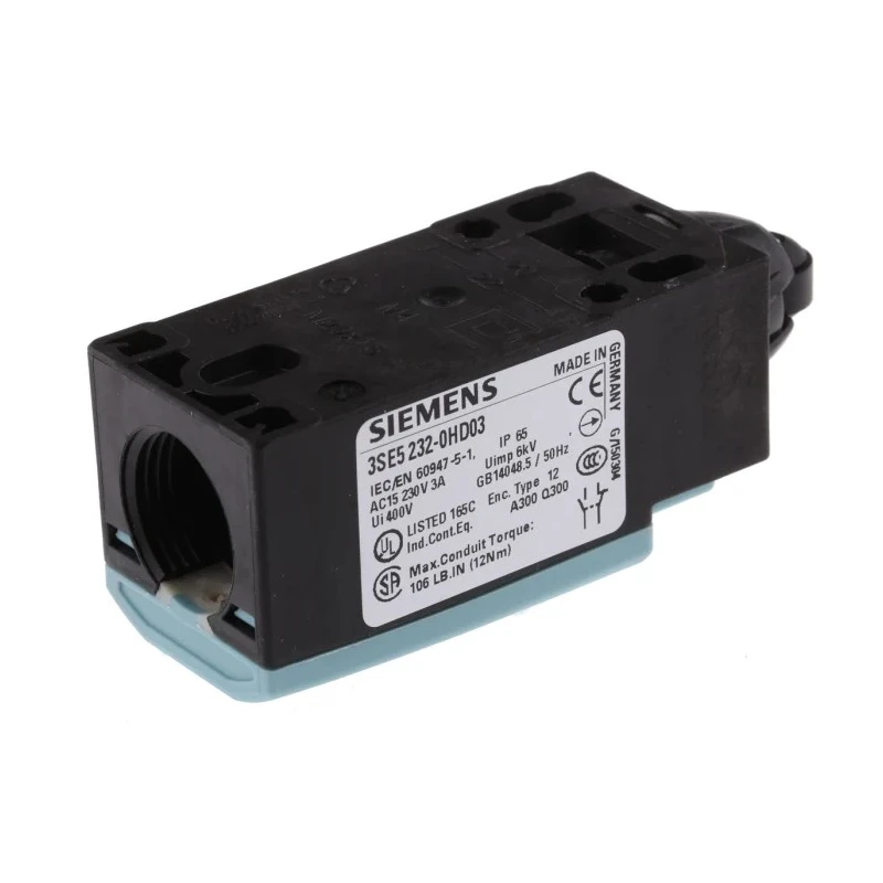 Siemens 3SE5 Series Roller Plunger Limit Switch, 1 NO/1 NC Contact Configuration, IP65 Plastic Housing, 400V AC, 10A 