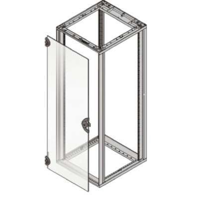nVent SCHROFF Glass Cabinet Door 16U 553mm 6mm Smoke Grey Safety Glass with Lock 27230-004